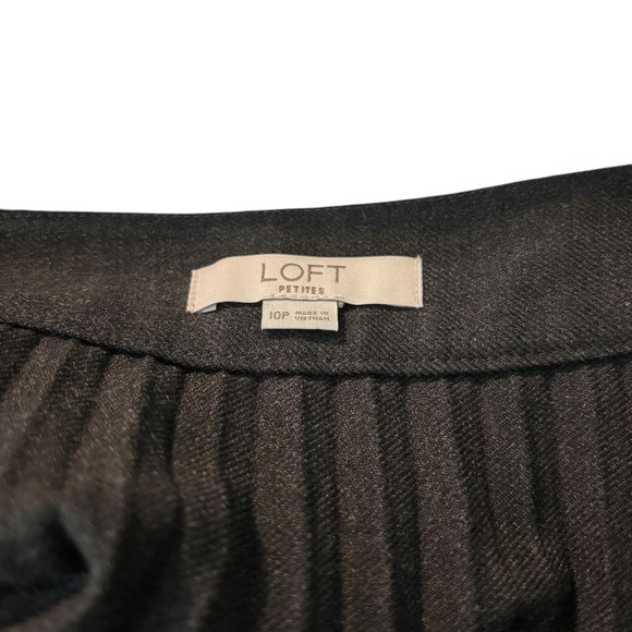 LOFT‎ Petites Pleated Midi Skirt Womens 10P Gray Career Casual Elegant - Picture 5 of 7